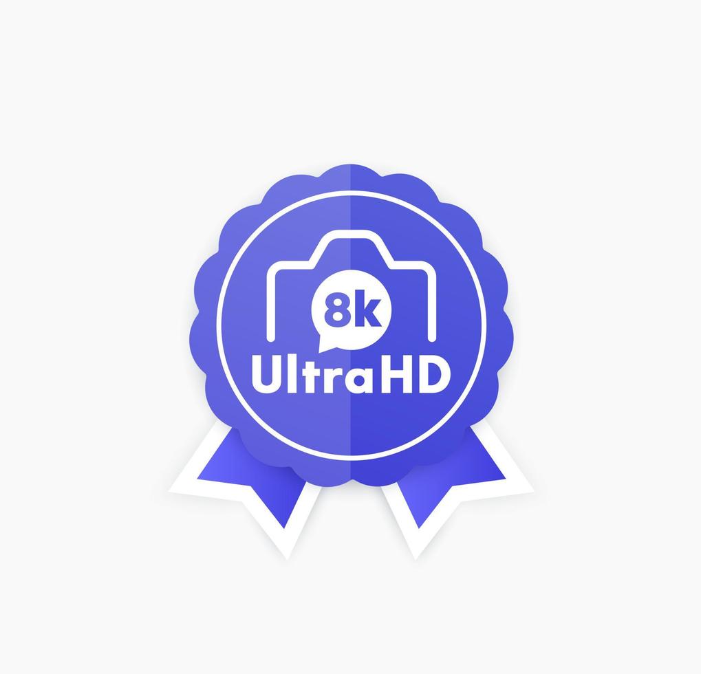 8k video camera badge design, vector