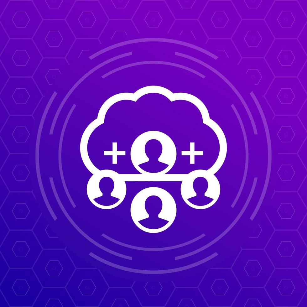 collect user data in cloud vector icon