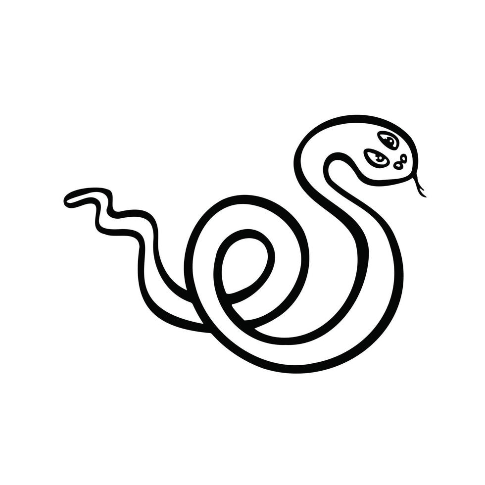 Eastern horoscope symbol of wisdom snake line and vector
