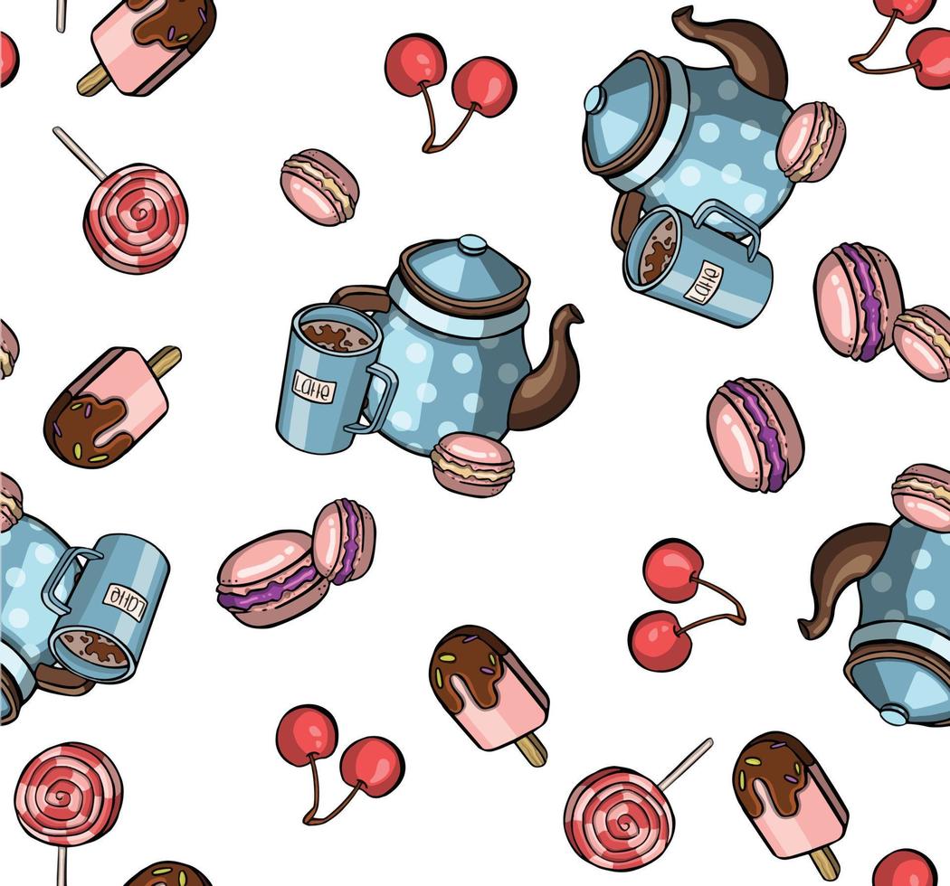 sweets pattern, biscuit, cake, chocolate vector
