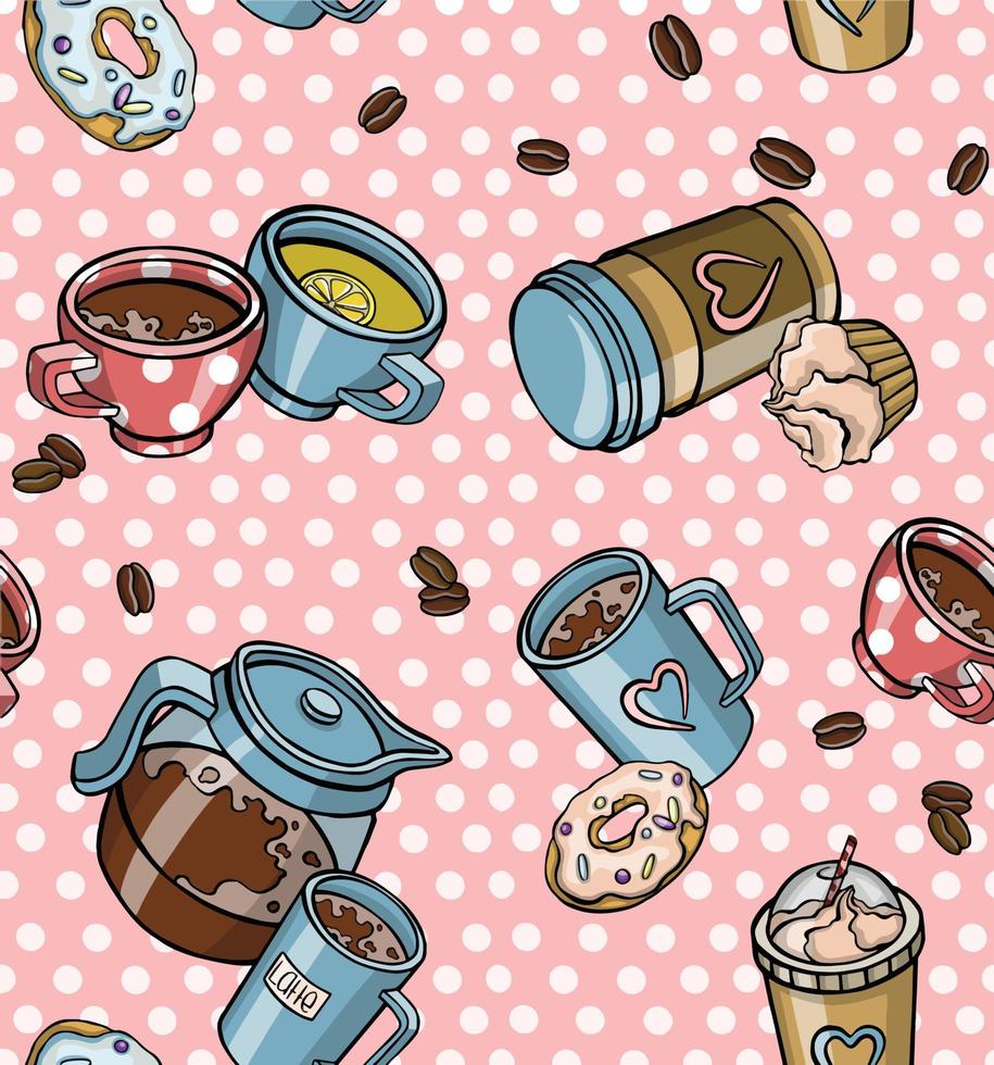 seamless pattern background with donuts. For birthday, valentine and scrapbook design. vector