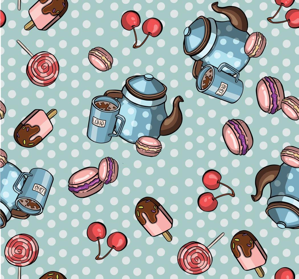 sweets pattern, biscuit, cake, chocolate vector