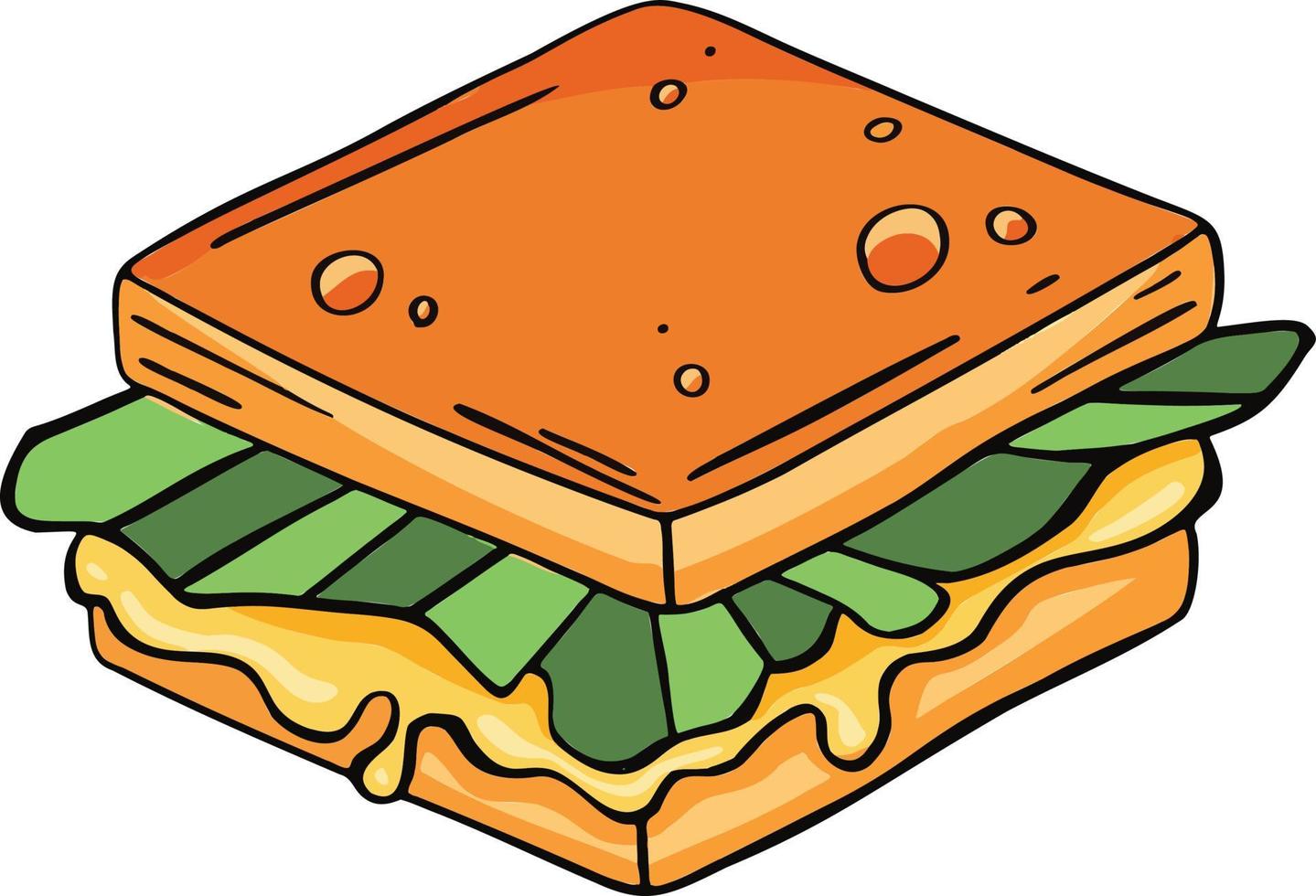 Las ilustraciones de sándwich pueden ser para carteles de interiores, promocionales, imágenes de contenido, fotos de perfil o lo que sea. ilustración plana vector