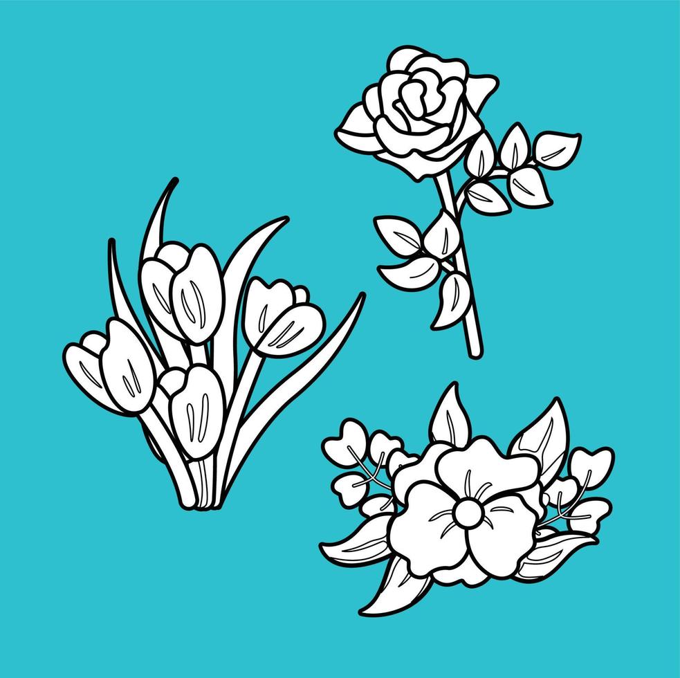 Beautiful Flowers Background Digital Stamp vector