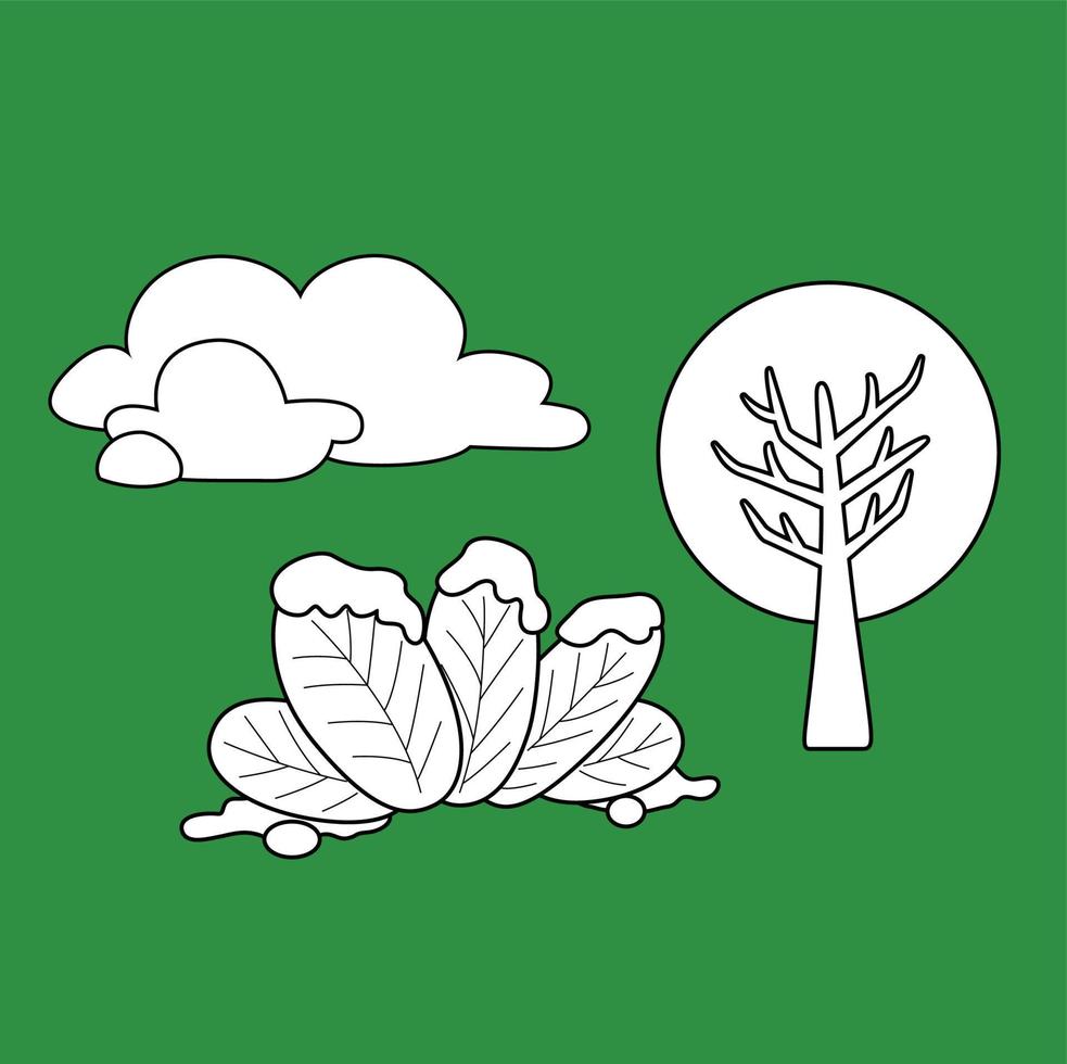 Winter Tree and Plants Nature Digital Stamp vector