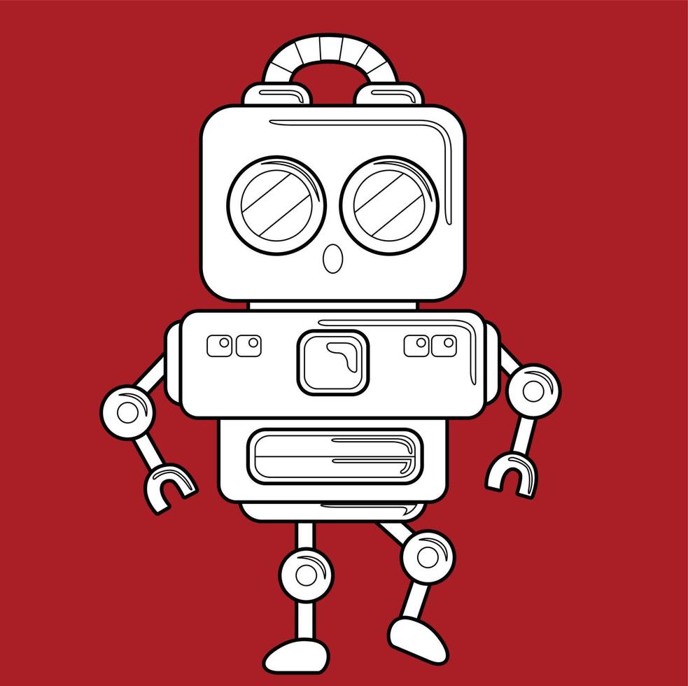 Cute Robot Machine Techology Digital Stamp vector