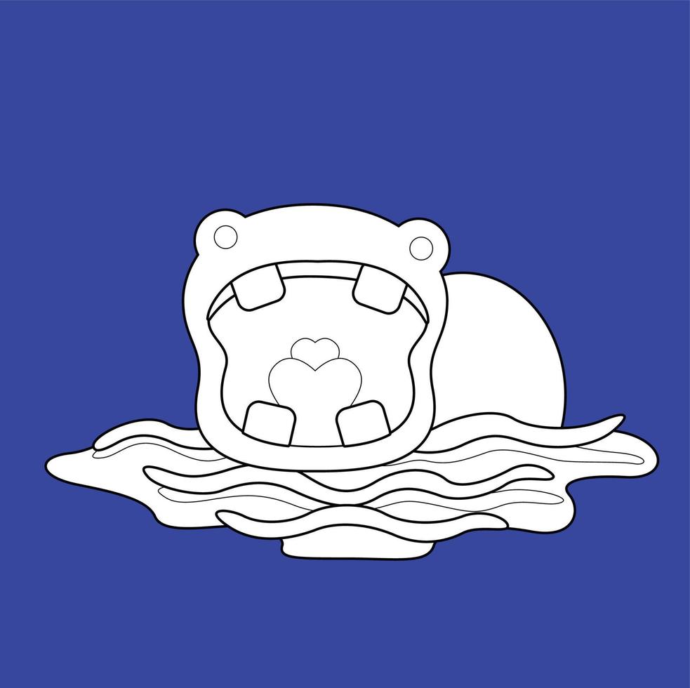 Cute Hippo Hippopotamus Animal Digital Stamp vector