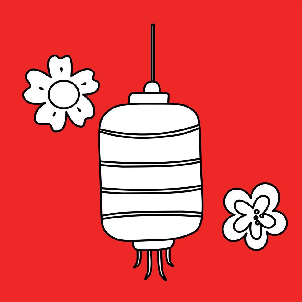 Cute Lantern Chinese New Year Decoration Digital Stamp vector