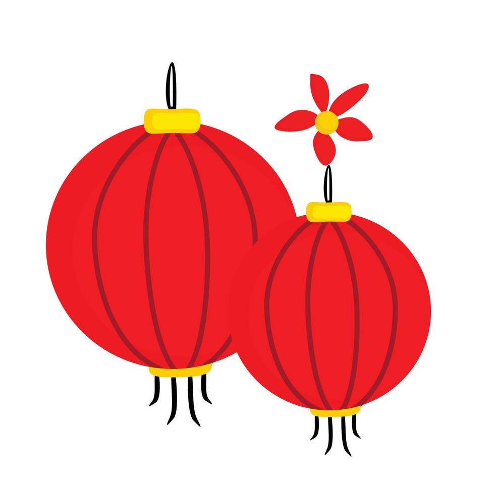Cute Red Lantern Chinese New Year Decoration Illustration Vector