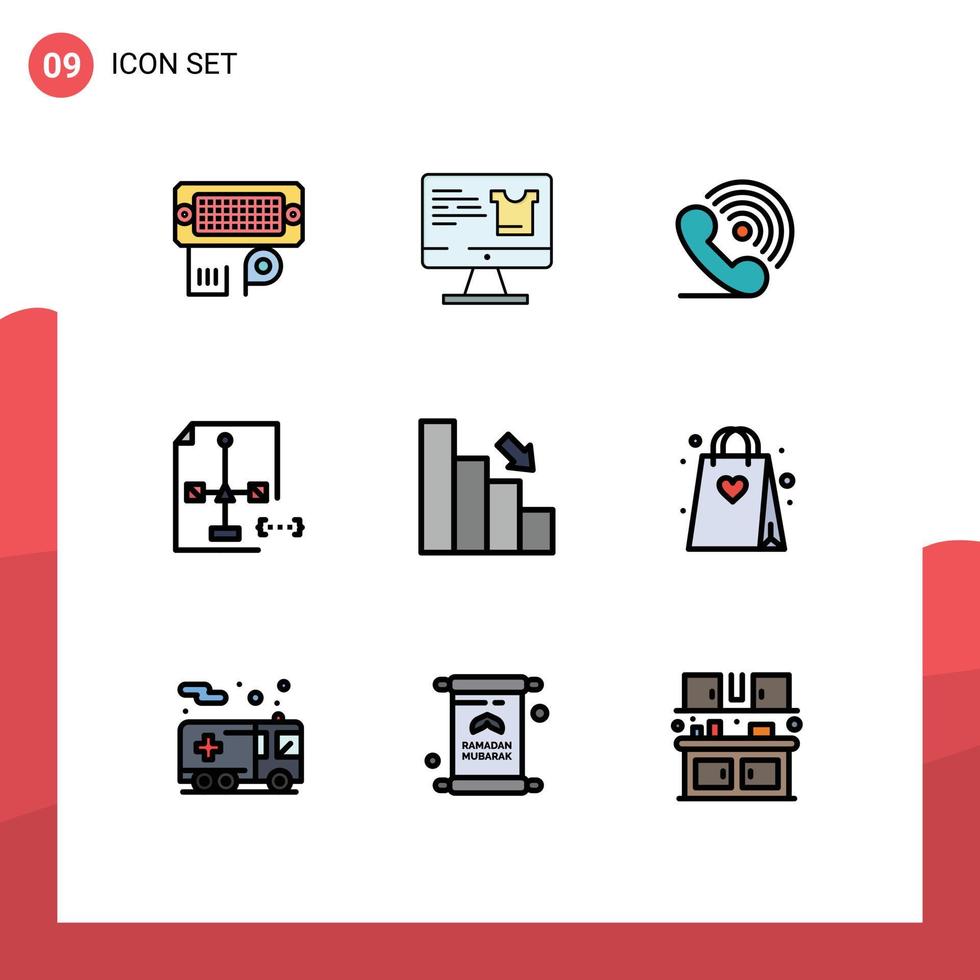 paquete de iconos de vectores de stock de 9 signos y símbolos de línea para el desarrollo de archivos llamar a desarrollar señales elementos de diseño de vectores editables