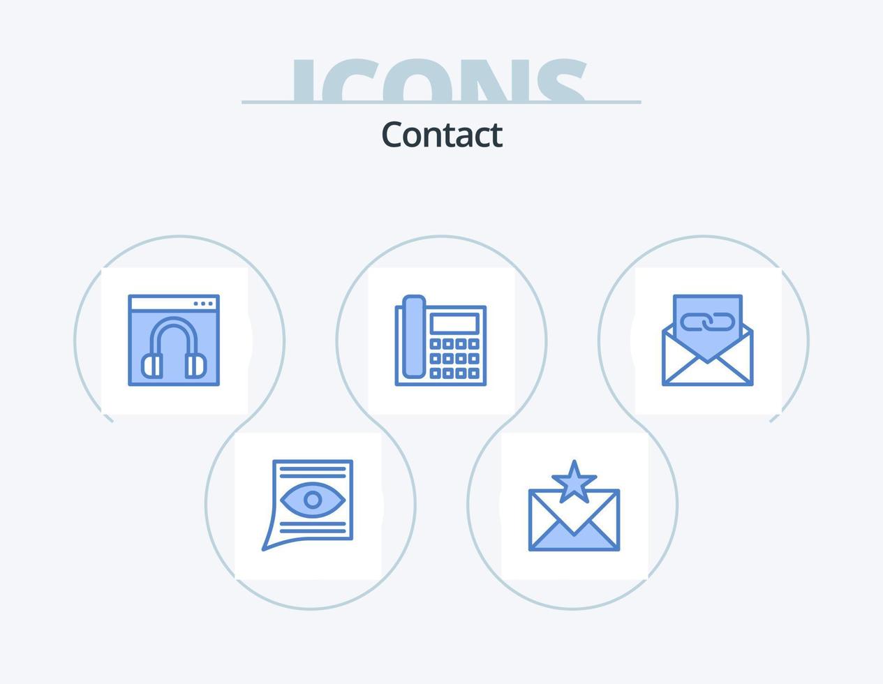 Contact Blue Icon Pack 5 Icon Design. contact. call. favorites. online. contact us vector