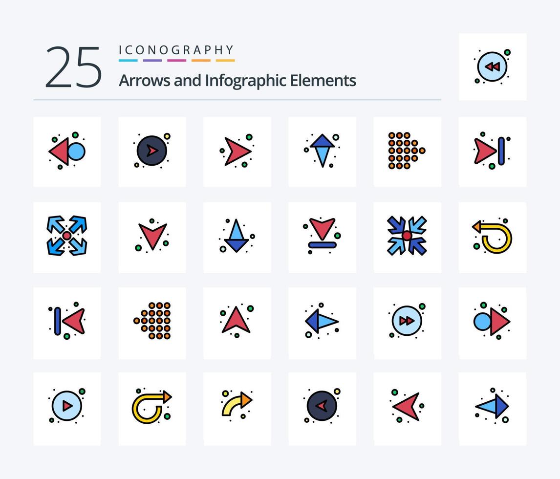 Arrow 25 Line Filled icon pack including enlarge. skip. arrows. forward. dotted vector