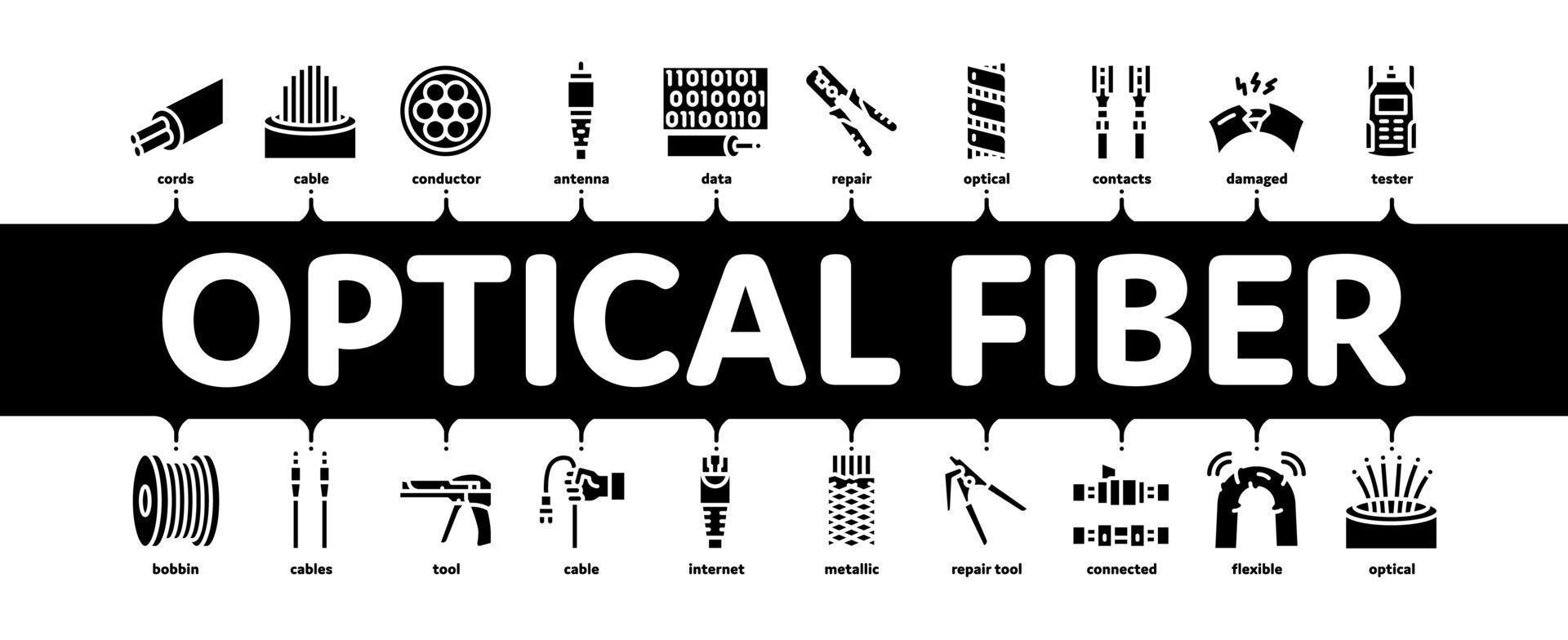 vector de banner infográfico mínimo de cable de fibra óptica