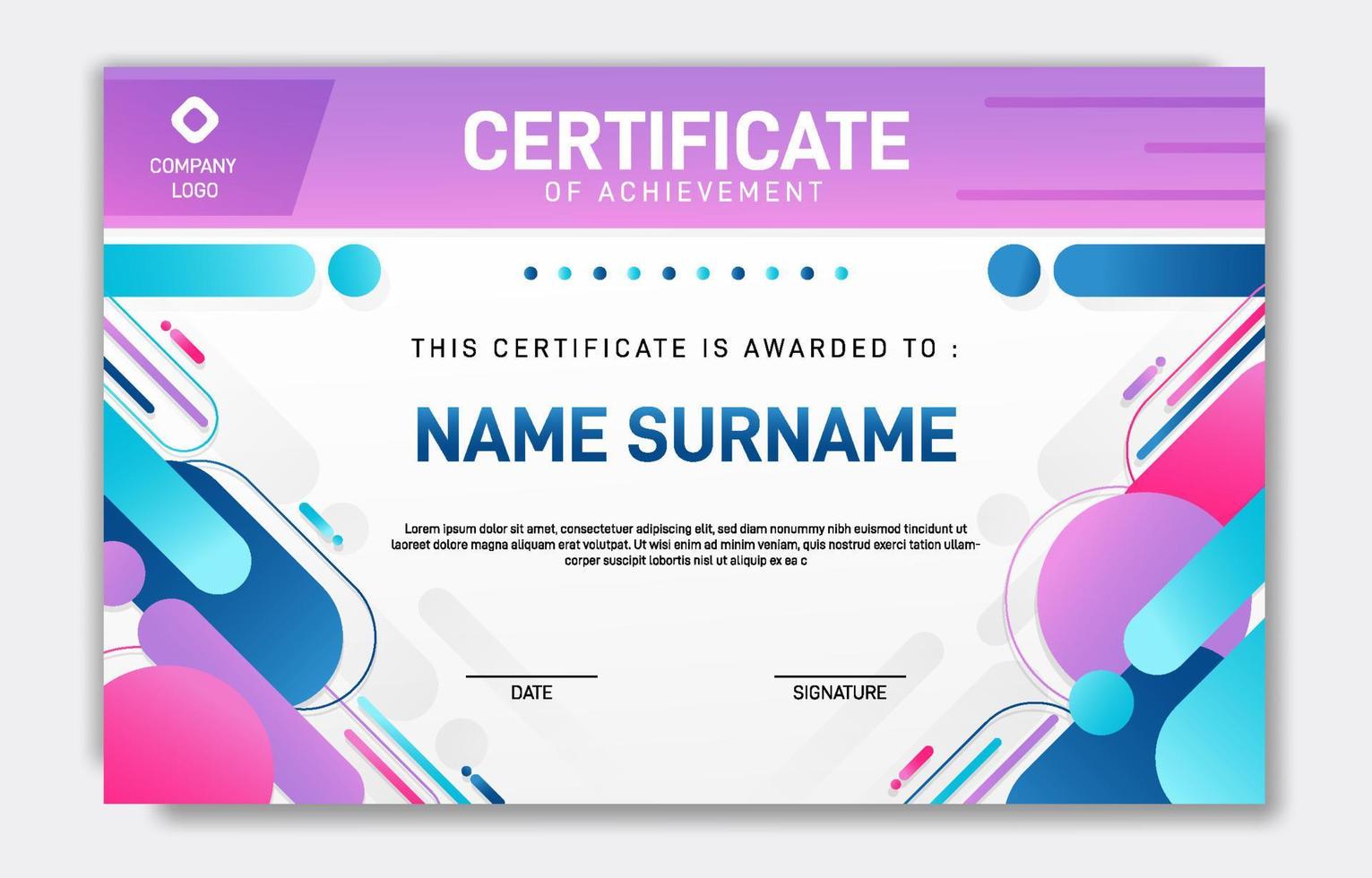 Flat Modern Certificate of Achievement vector