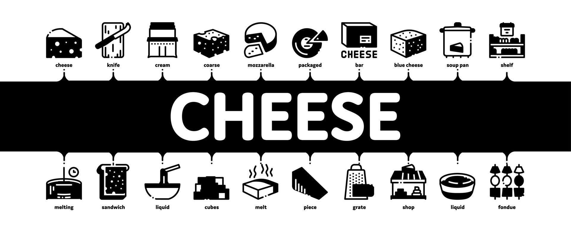 Cheese Dairy Food Minimal Infographic Banner Vector