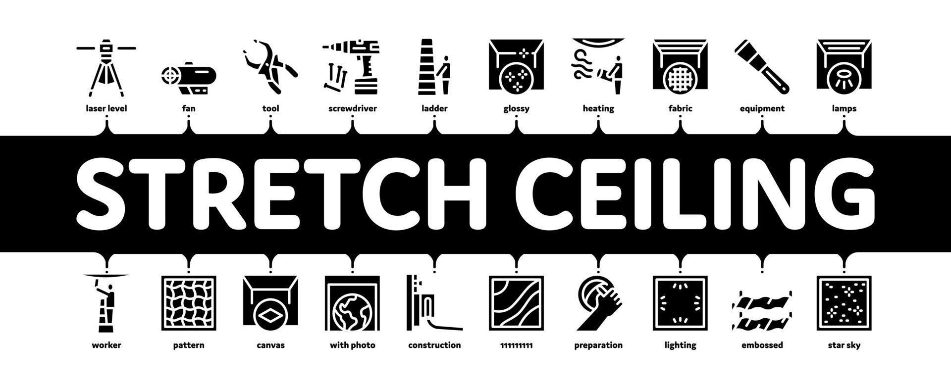 Stretch Ceiling Tile Minimal Infographic Banner Vector