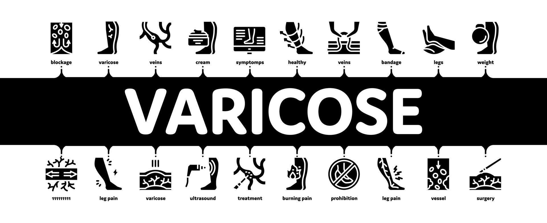 vector de banner infográfico mínimo de enfermedad de venas varicosas