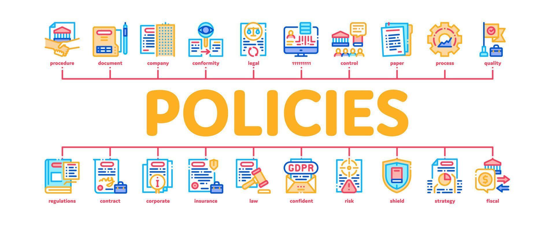 Policies Data Process Minimal Infographic Banner Vector