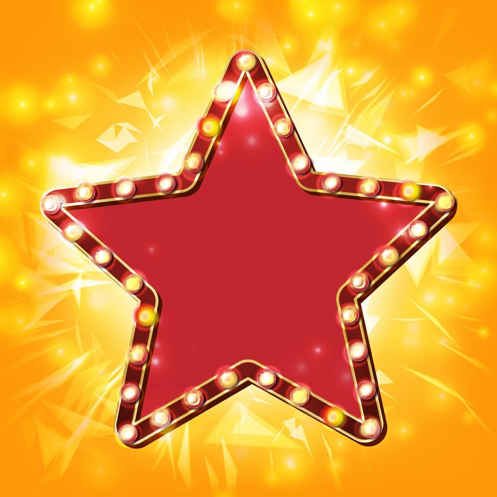 Star Frame Vector. Golden Star Shape With Lights. Award Ceremony, Event Concept. Shine Lamp. Event Illustration vector