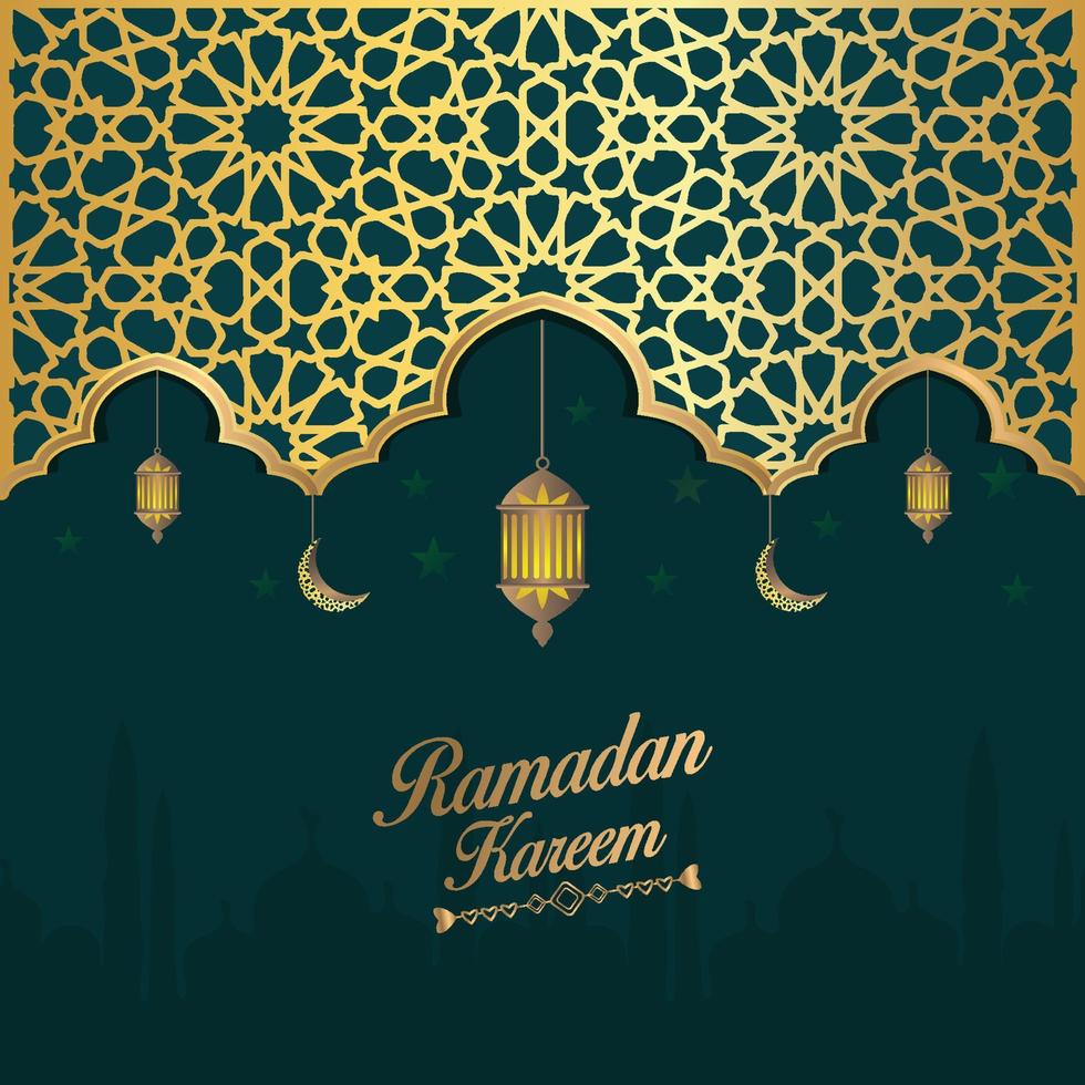 Realistic geometric eye-catching Ramadan Kareem illustration vector