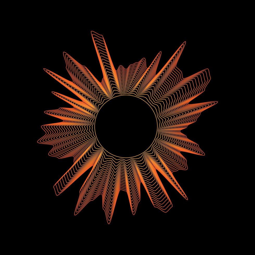 Abstract dynamic audio spectrum with glowing lines. Circular sound wave equalizer logo symbol. vector