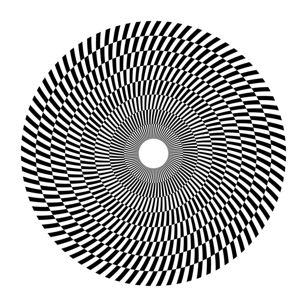 Black op art lines spiral circle logo vector template. Abstract circular striped motion swirl.