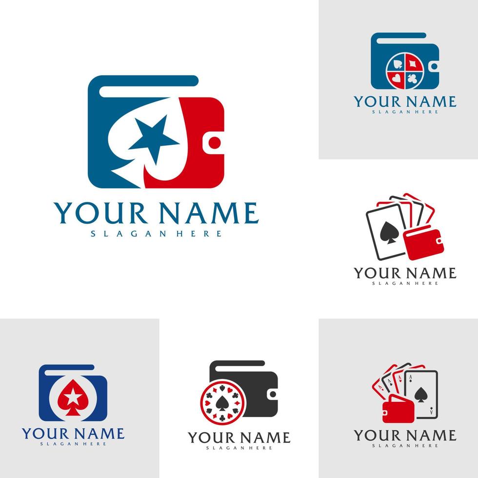 conjunto de billeteras plantilla de vector de logotipo de póquer, conceptos creativos de diseño de logotipo de póquer