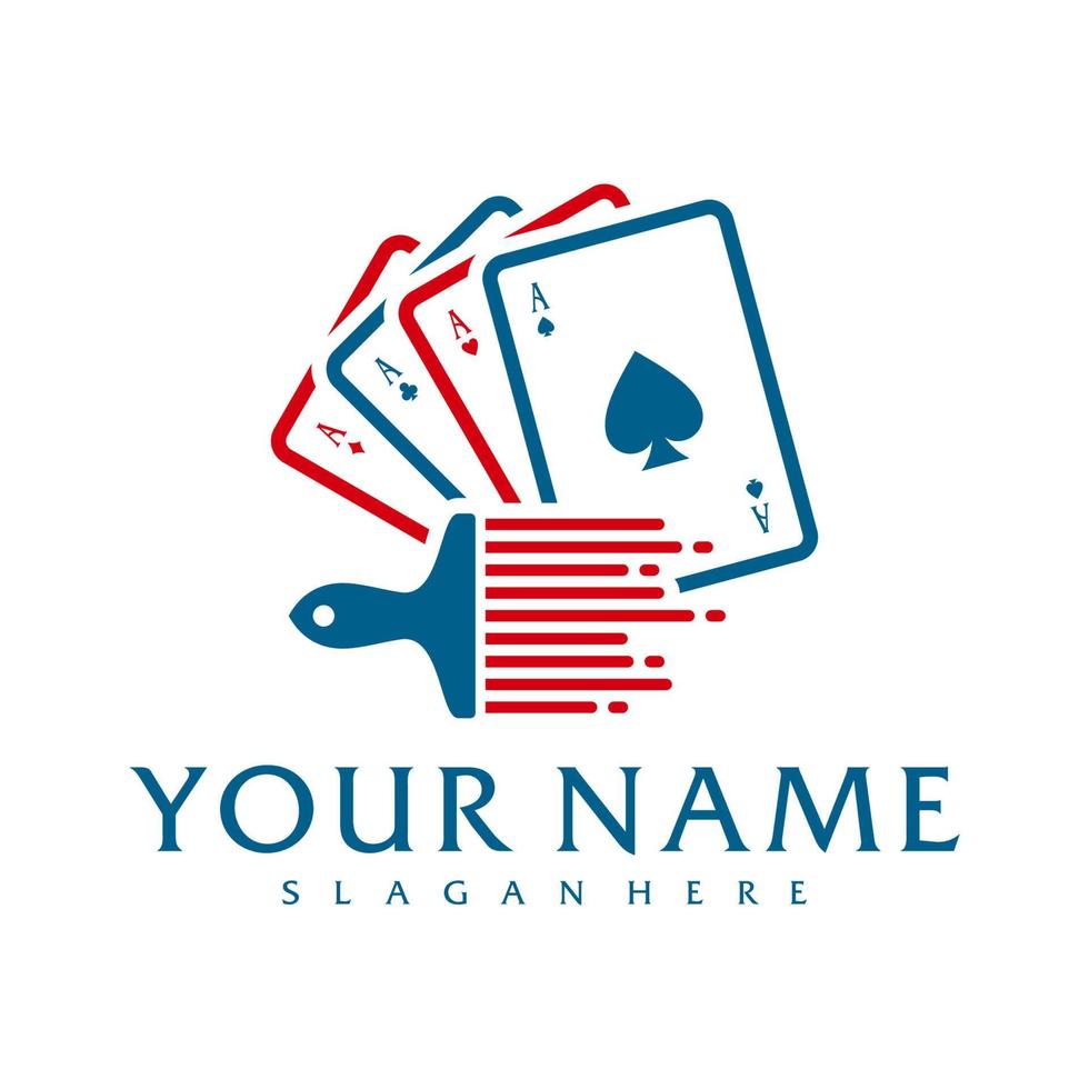 plantilla de vector de logotipo de póquer de pintura, conceptos de diseño de logotipo de póquer creativo