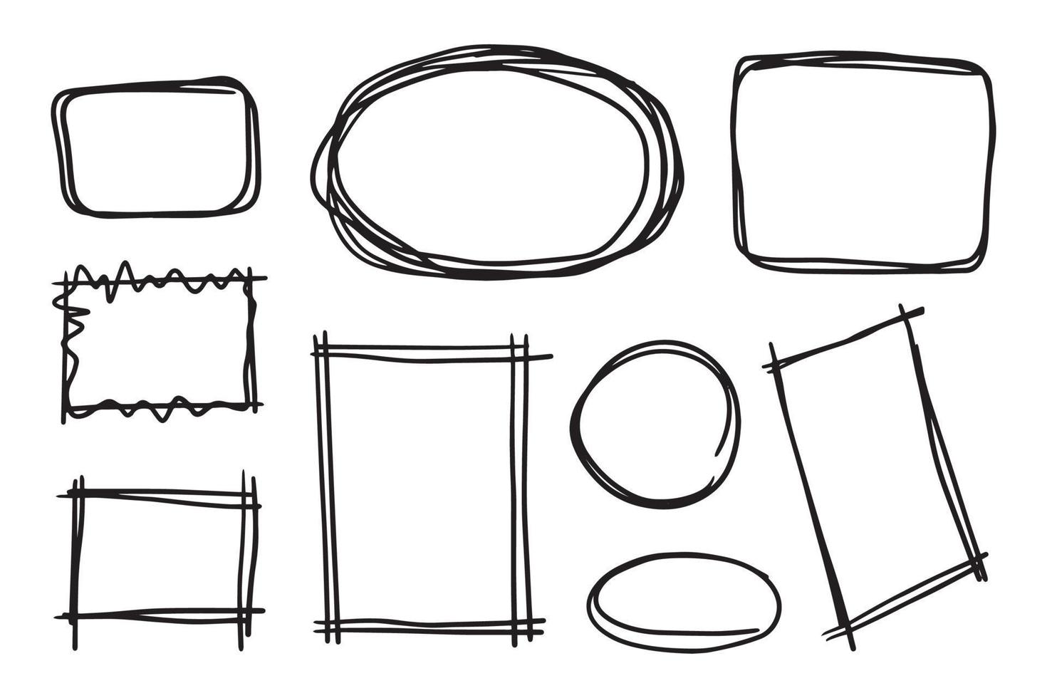 Set frame and circle doodle for design reference. vector