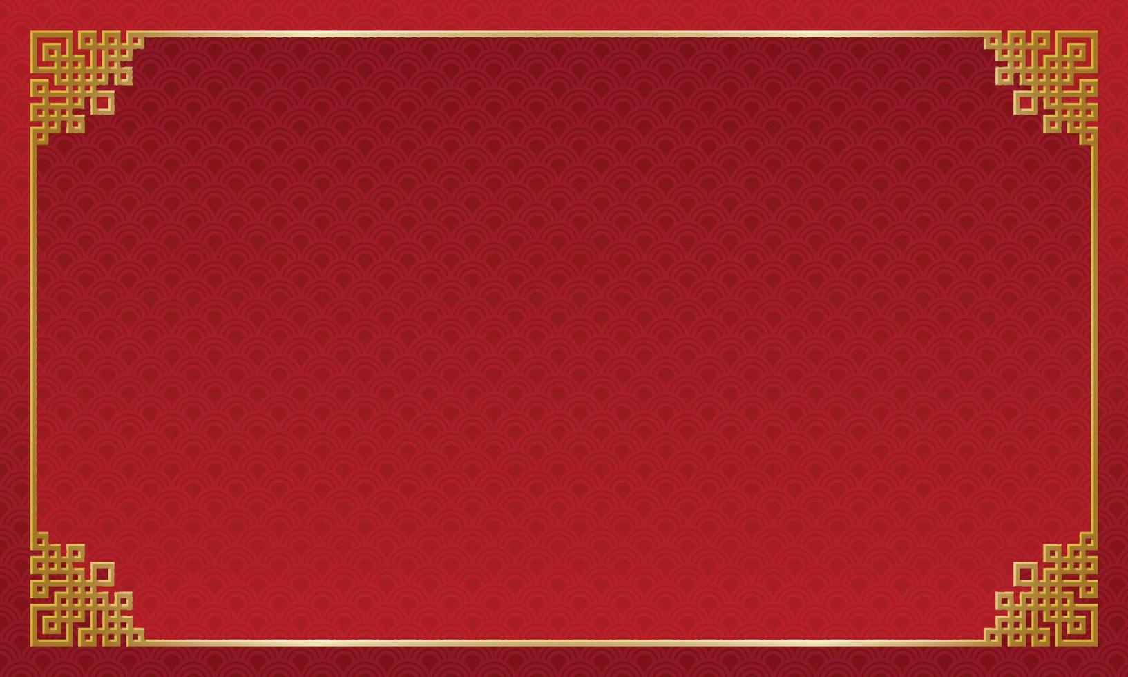 Chinese frame with oriental asian elements on color background for wedding invitation card and new year vector