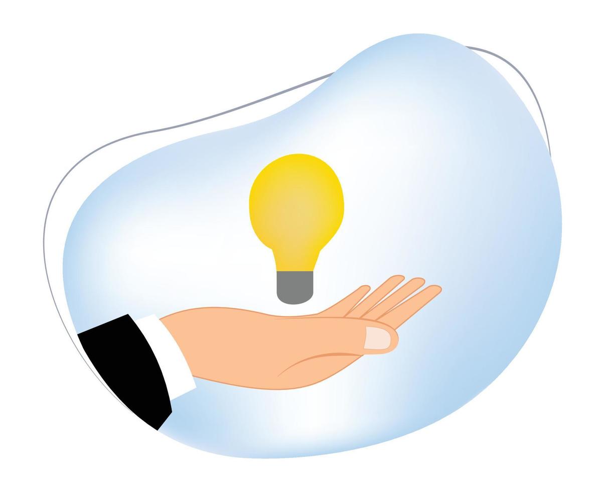 businessman hand holding light bulb. illustration find idea vector