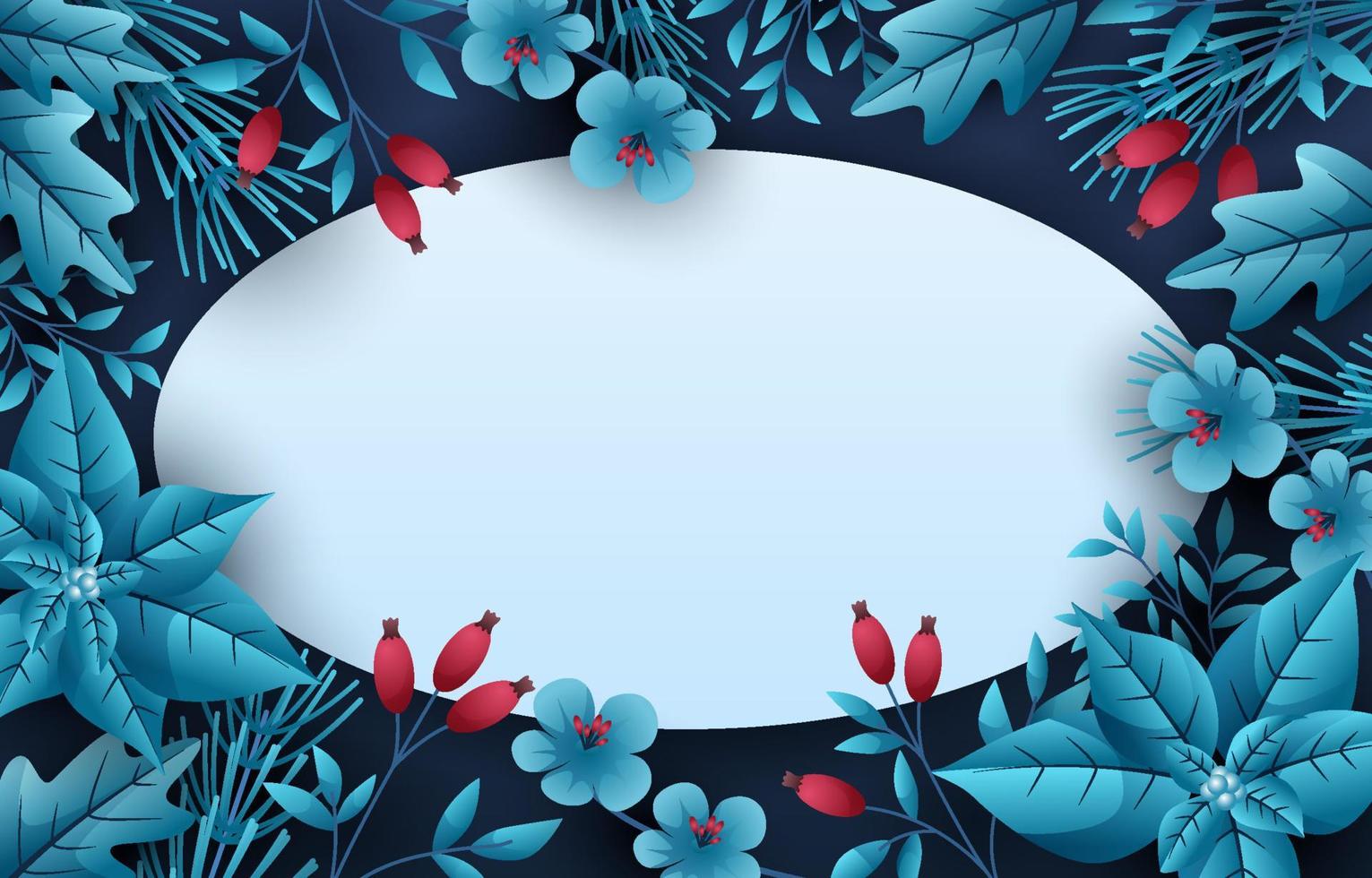 Winter Floral Border Background vector