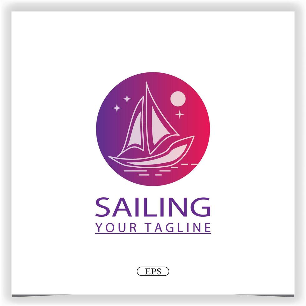 Simple Sailboat dhow boat ship on Sea Ocean  logo premium elegant template vector eps 10
