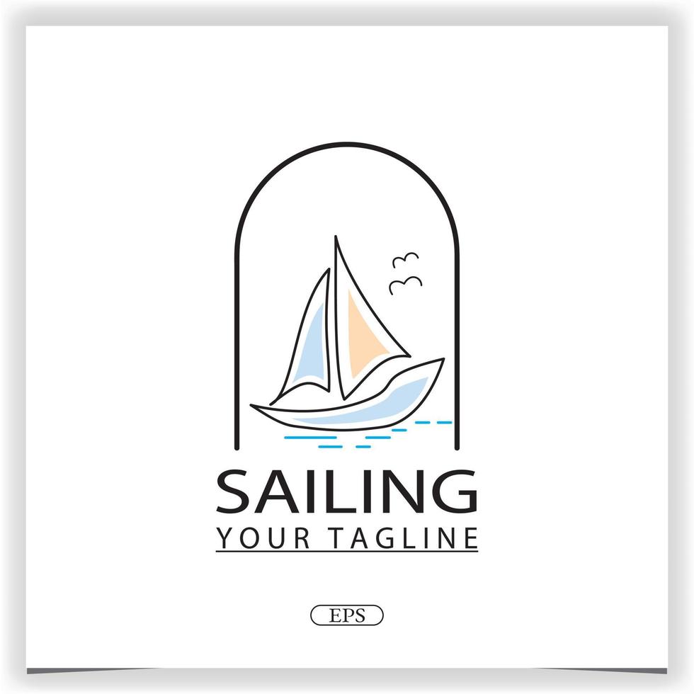 Simple Sailboat dhow boat ship on Sea Ocean  logo premium elegant template vector eps 10