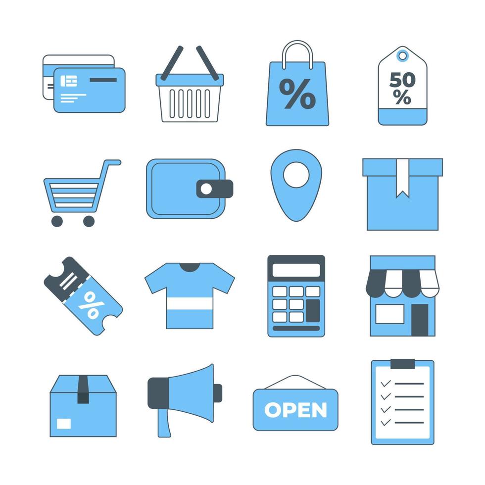 E-Commerce Icon Set in Line Art Style vector