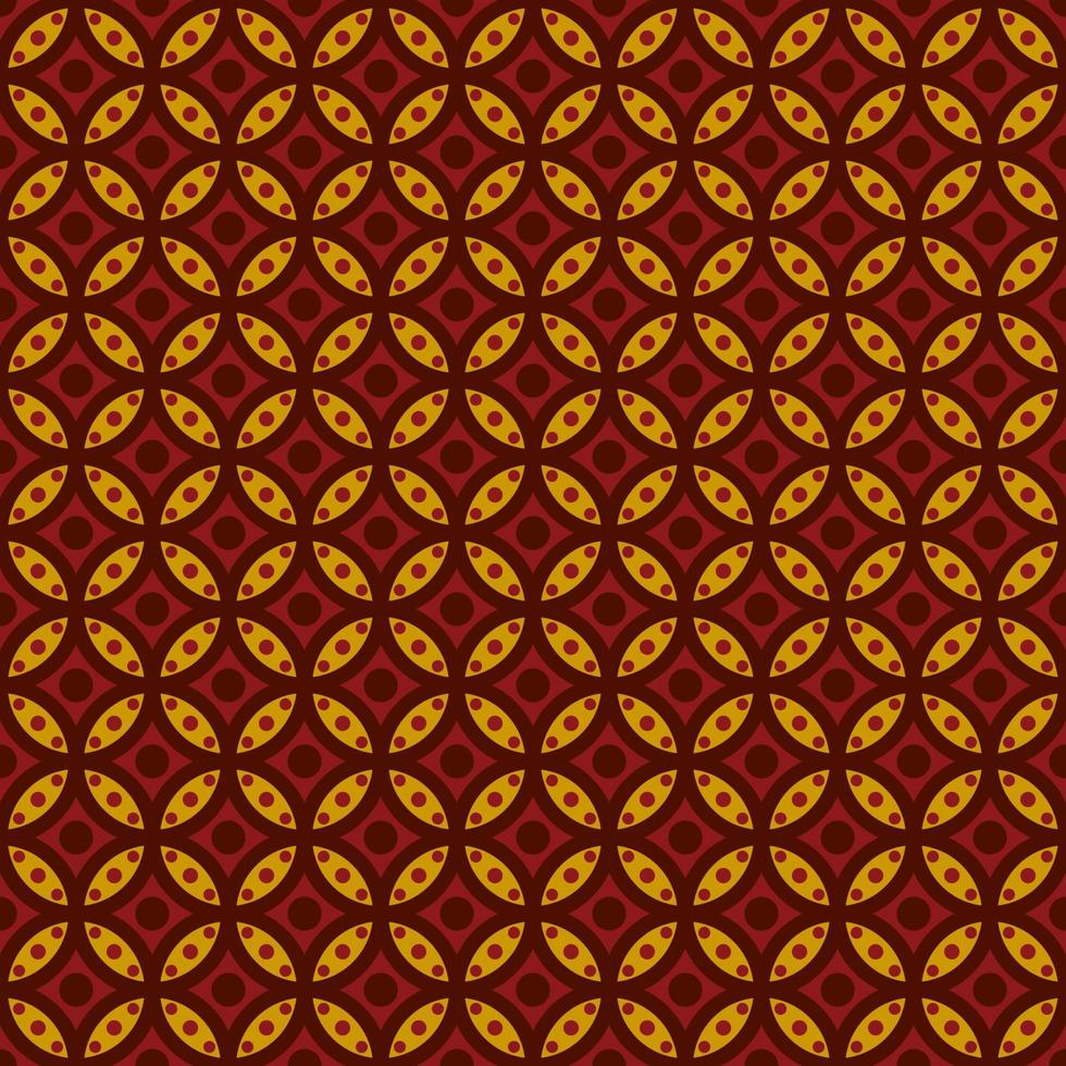 seamless pattern geometric circle batik in brown yellow and red color background vector illustrations EPS10