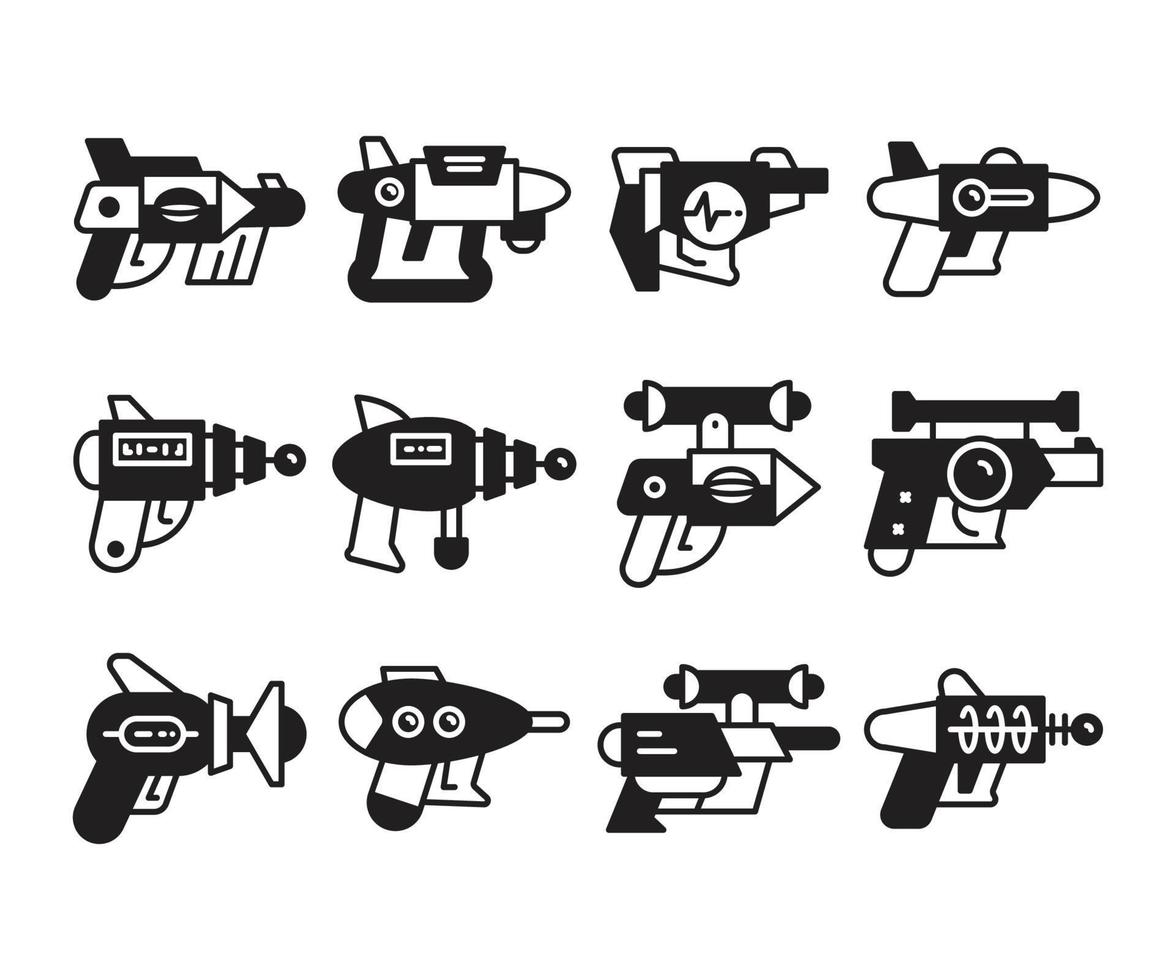 space blaster icons set vector