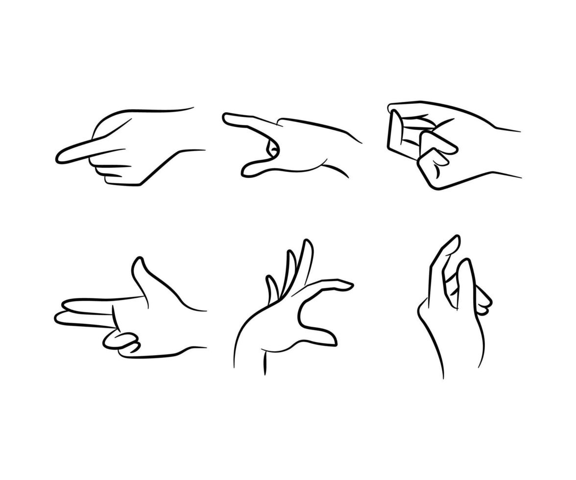 hand drawn hand gesture set vector line illustration