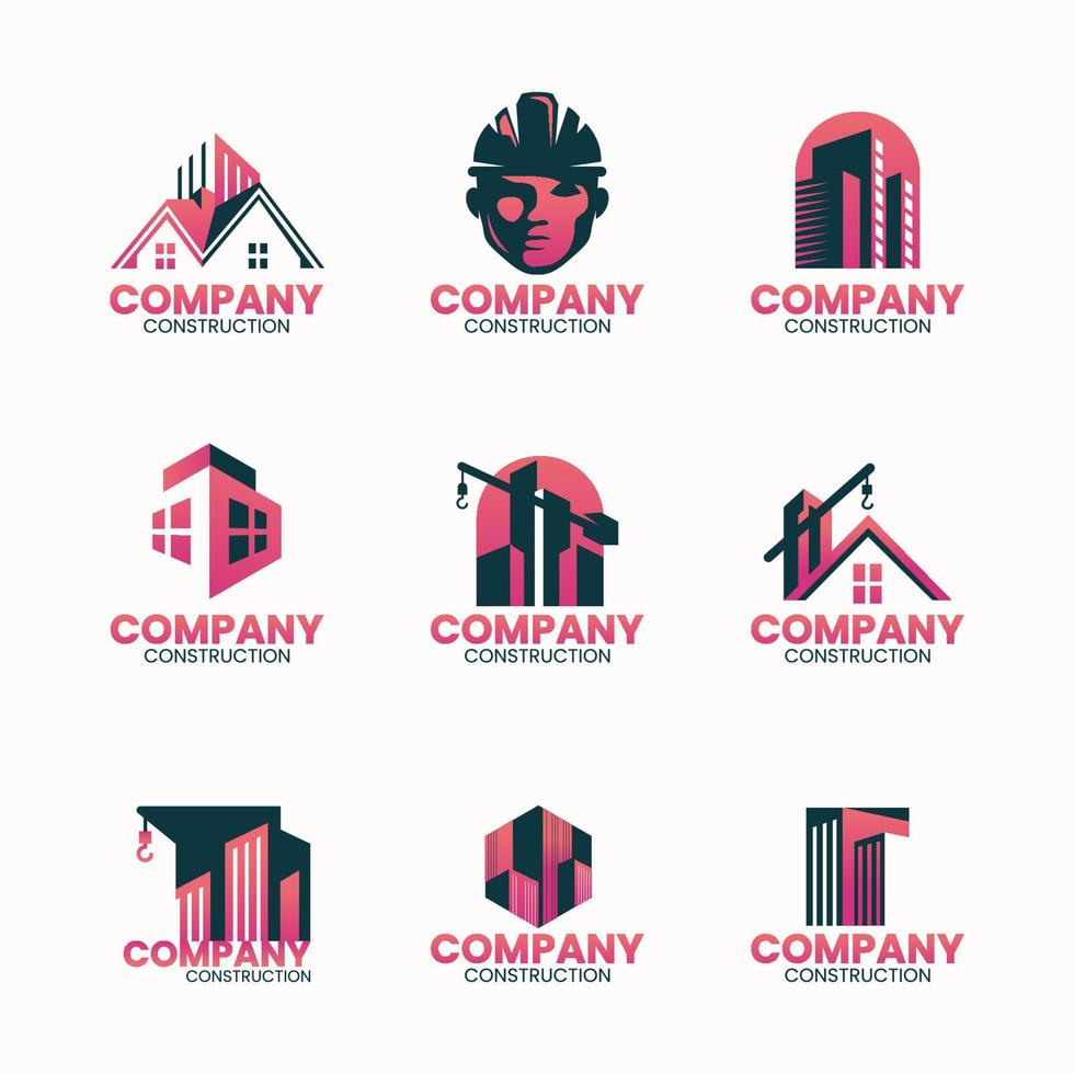 conjunto de logotipo de construcción vector