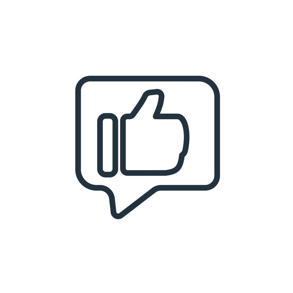 Message icon with like sign isolated on white background. Rating symbol for web and mobile applications. vector