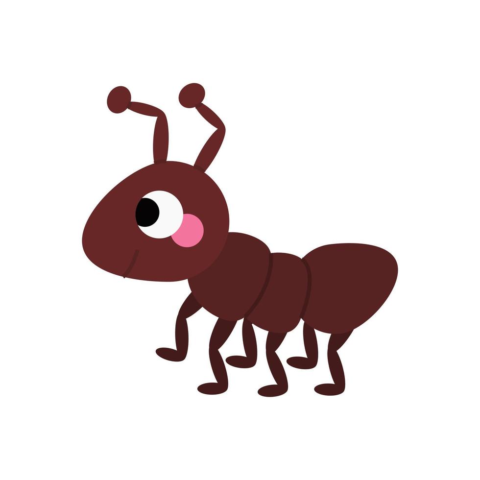 Cute ant with big eyes and cheeks. Forest or garden insect, bug for children. Funny childish characters. Nature animal for prints, clothes, stickers, textile, baby shower. vector