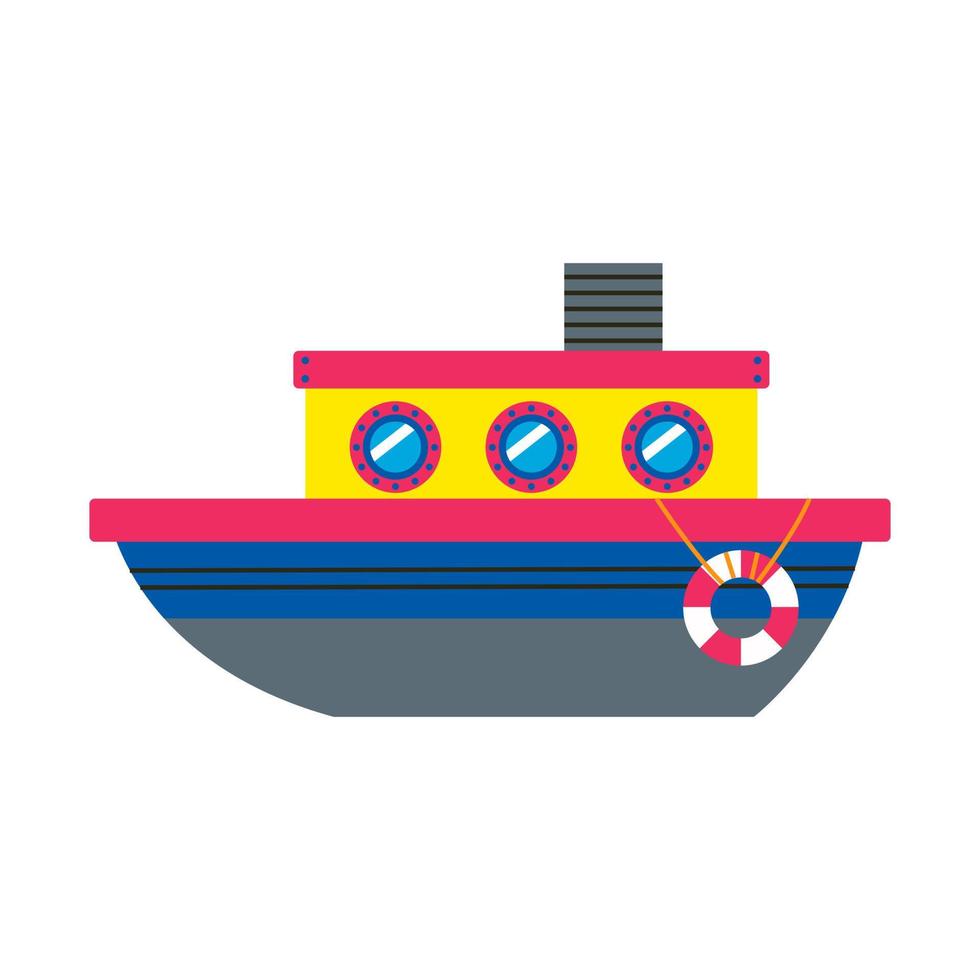 Cute sea transport. Cruise yacht, sailing vessel, sailboat, submarine, fishing boat, steamboat. Kids marine water transport. Childish ocean ship, baby nautical trawler. vector