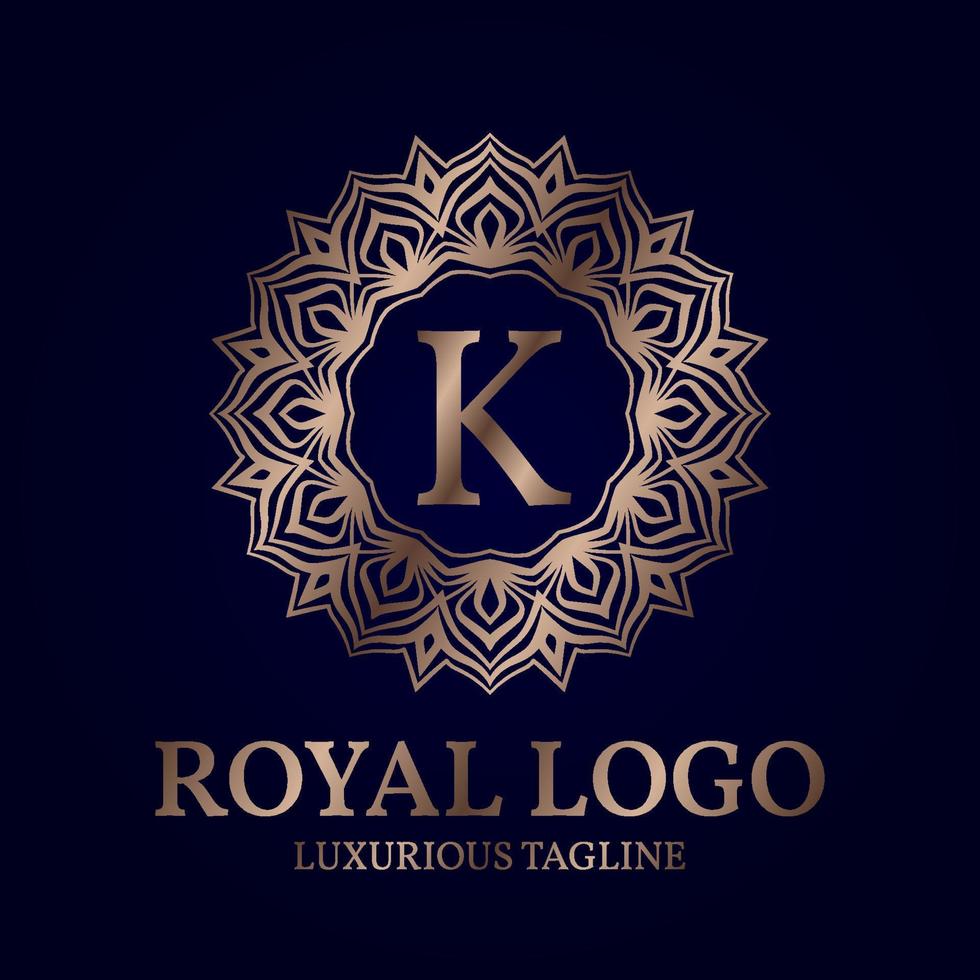 letter K royal circular vector logo design