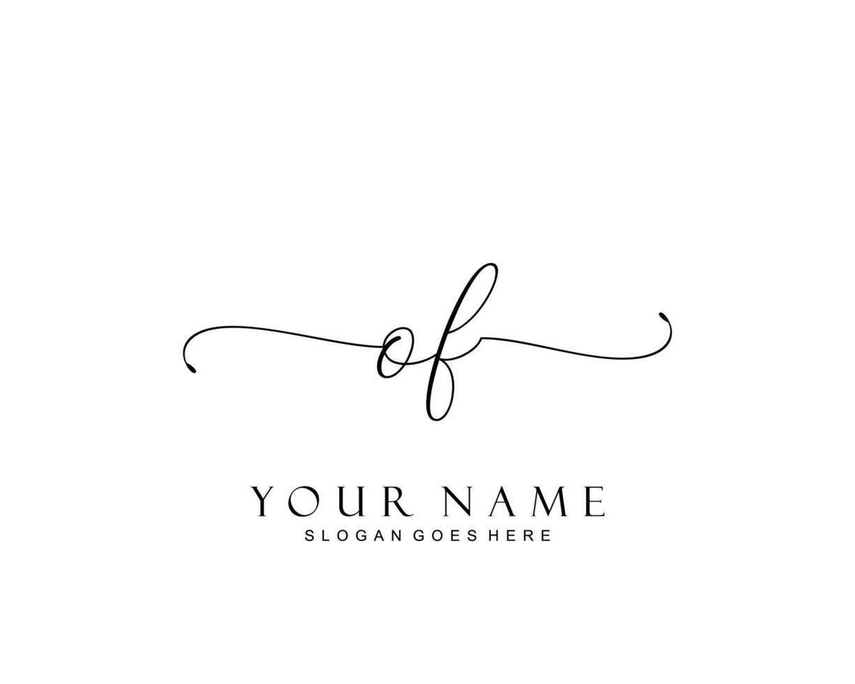 Initial OF beauty monogram and elegant logo design, handwriting logo of initial signature, wedding, fashion, floral and botanical with creative template. vector