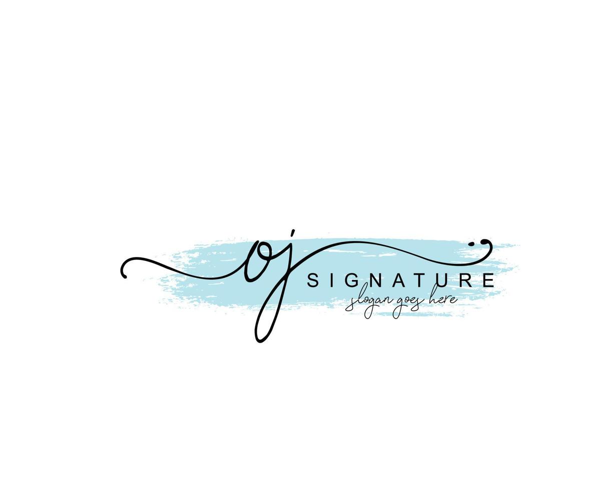 Initial OJ beauty monogram and elegant logo design, handwriting logo of initial signature, wedding, fashion, floral and botanical with creative template. vector