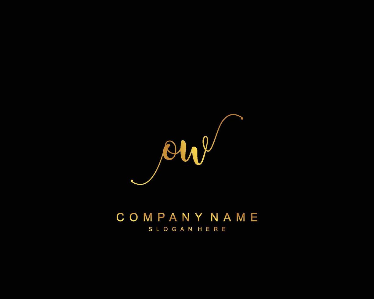 Initial OW beauty monogram and elegant logo design, handwriting logo of initial signature, wedding, fashion, floral and botanical with creative template. vector