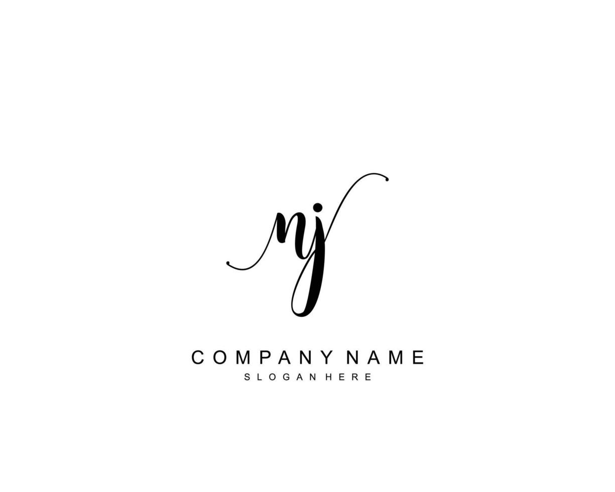 Initial NJ beauty monogram and elegant logo design, handwriting logo of initial signature, wedding, fashion, floral and botanical with creative template. vector