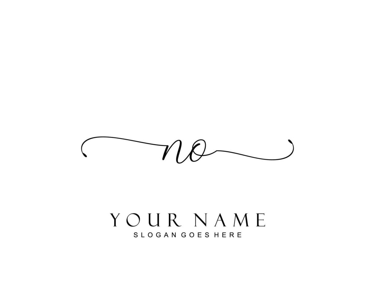 Initial NO beauty monogram and elegant logo design, handwriting logo of initial signature, wedding, fashion, floral and botanical with creative template. vector