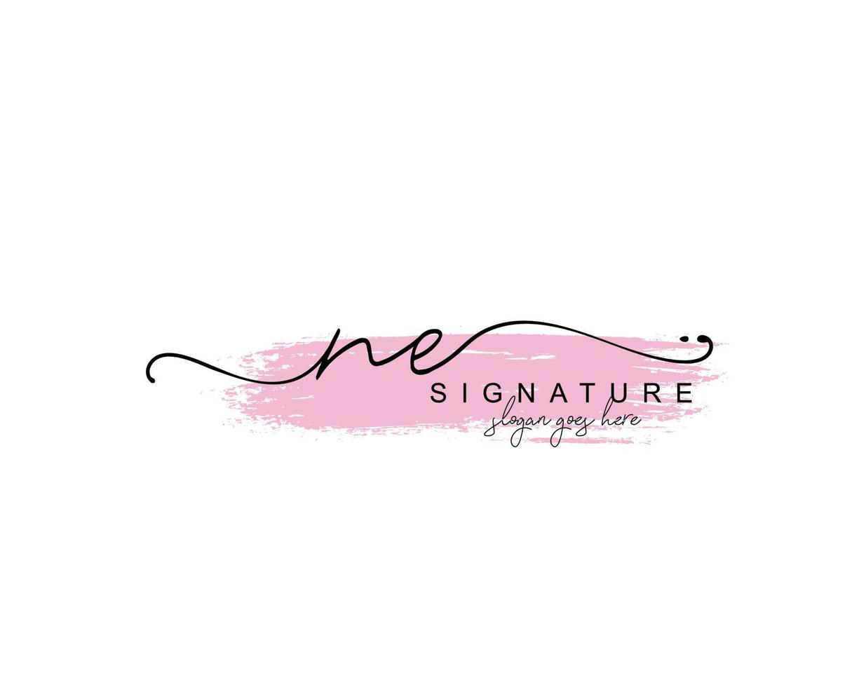 monograma de belleza ne inicial y diseño de logotipo elegante, logotipo de escritura a mano de firma inicial, boda, moda, floral y botánica con plantilla creativa. vector