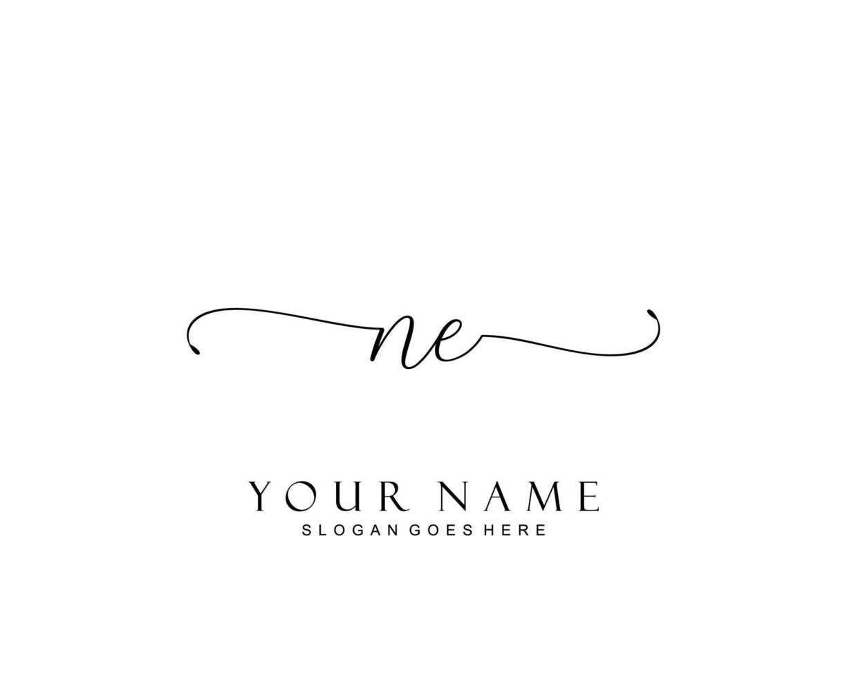 Initial NE beauty monogram and elegant logo design, handwriting logo of initial signature, wedding, fashion, floral and botanical with creative template. vector
